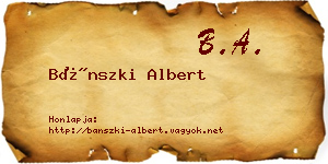 Bánszki Albert névjegykártya
